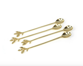 Leaves Cocktail Spoons Gold IN-7313 - dolly mama boutique