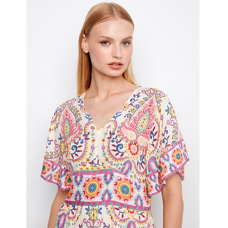 Flutter-Sleeve Print Dress - dolly mama boutique