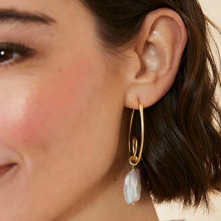 Loopy Hoop Pearl Earrings