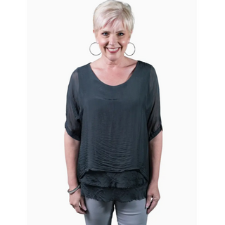 Adriana Double Raw-Edge Top - dolly mama boutique