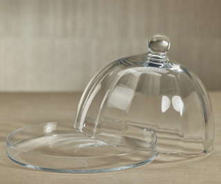 Loulou Optic Glass Plate W/ Cloche POL1187 - dolly mama boutique