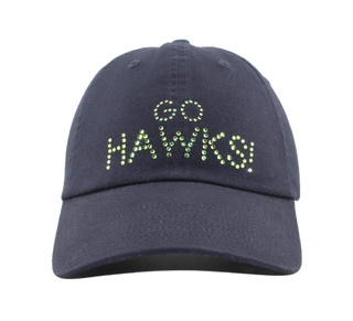 Rachel Cap with Crystal Seahawks "GO HAWKS!"