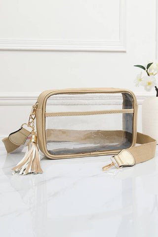 Clear PU Crossbody Camera Bag - Gold