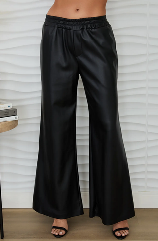 Vegan Leather Wide-Leg Pants
