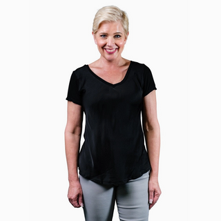 Brea V-Neck Sheen Tee - dolly mama boutique