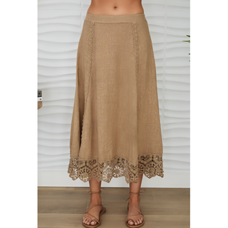 Lace-Hem Linen Skirt