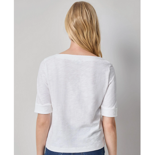 Cuffed Sleeve Boatneck Tee