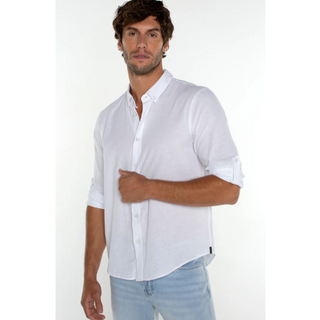 Men's White Convertible-Sleeve Shirt - dolly mama boutique