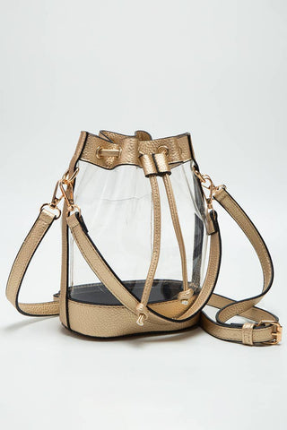 Clear Stadium Bucket Bag - Gold