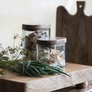 Hand-Blown Glass Jar with Wood Lid - dolly mama boutique