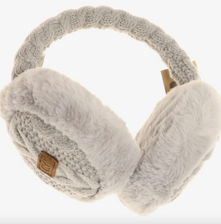 Cable-Knit Faux Fur Earmuff - dolly mama boutique