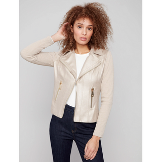 Faux-Leather Knit Jacket