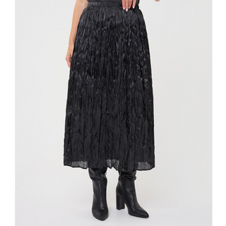 Pull-On Pleated Satin Maxi Skirt