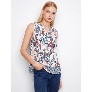 Printed Sleeveless Blouse - dolly mama boutique