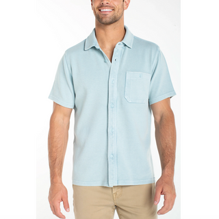Short-Sleeve Knit Button-Up Shirt
