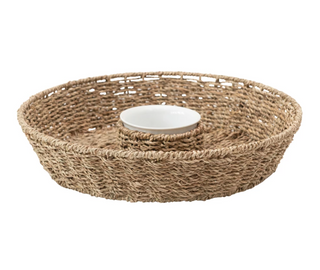 Chip & Dip Seagrass Bowl DF4004 - dolly mama boutique