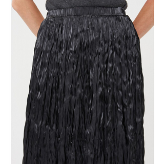 Pull-On Pleated Satin Maxi Skirt