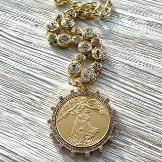 Peace Coin & Crystal Necklace - dolly mama boutique