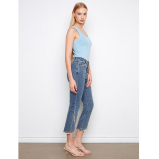 Slim-Leg Tulip Hem Embroidered Denim - dolly mama boutique