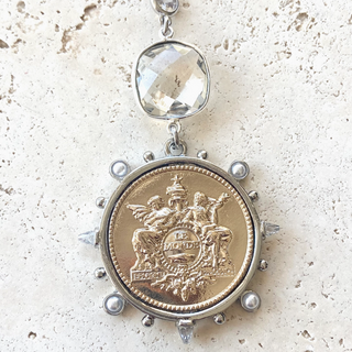 French Medallion Drop Necklace - dolly mama boutique