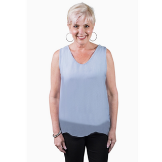 Dina Silk V-Neck Tank - dolly mama boutique