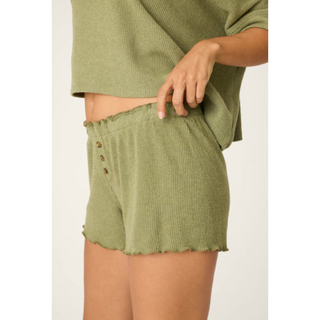 Ruffle-Edge Ribbed Short
