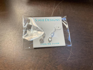 Silver Double Heart CZ Earrings