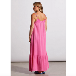 Maxi Dress W/Frills Pink 5348O-4555 - dolly mama boutique