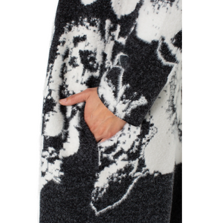 Black & White Floral Long Cardigan