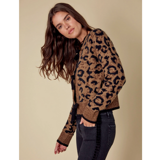Bow Tie Front Jacquard Cardigan