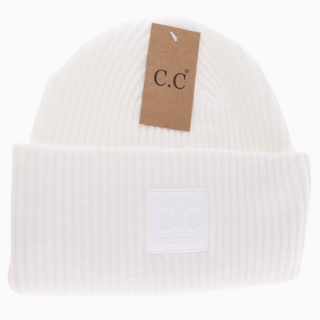 Ribbed Beanie with Rubber Patch