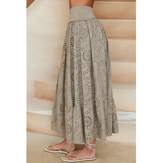 Eyelet Maxi Skirt - Mocha
