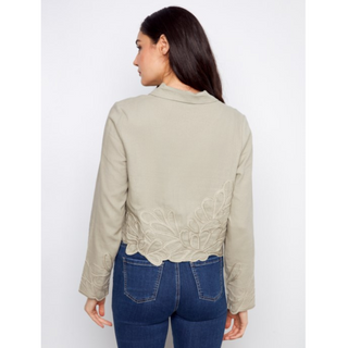 Linen Jacket with Embroidered Hem - dolly mama boutique