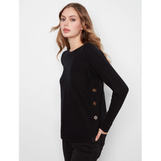 Boatneck Sweater with Side Buttons