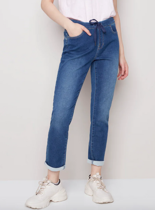 Knit Denim Jogger - dolly mama boutique