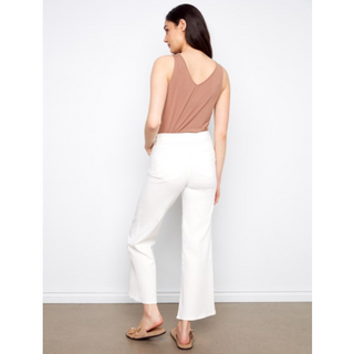 Belted Twill Wid- Leg Pants - dolly mama boutique