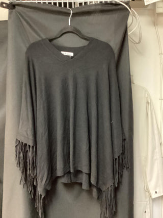 V-Neck Poncho with Fringe