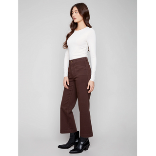 Cropped Wide-Leg Twill Pant
