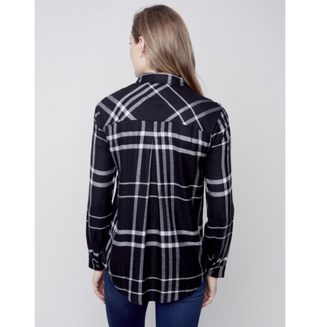 Button-Front Plaid Shirt - dolly mama boutique