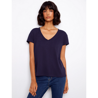 Drop-Shoulder V-Neck Tee - dolly mama boutique