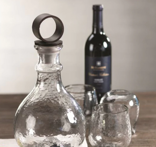 Hammered Glass Decanter W/ Wrought Iron Stopper IN-4239 - dolly mama boutique