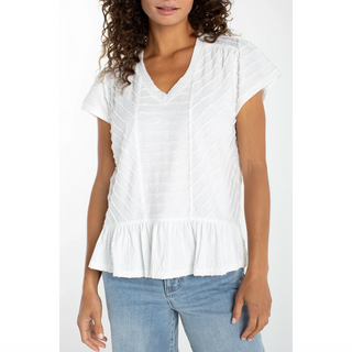 V-Neck Ruffle Hem Top