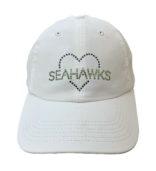 Kim High-Pony Cap with Crystal "Seahawks" Heart - dolly mama boutique