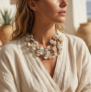 Coastal Chunky Coin Pearl Necklace