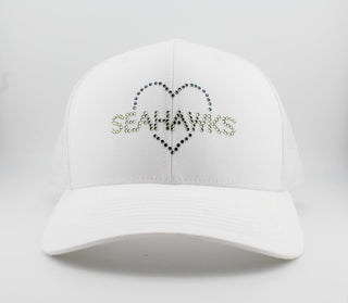 Kourtney Trucker Hat with Crystal "Seahawks" Heart - dolly mama boutique
