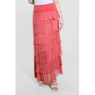 Elisa Long Silk Ruffle Skirt - dolly mama boutique