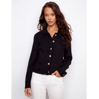 Linen Jacket with Frayed Hem - dolly mama boutique