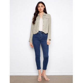 Linen Jacket with Embroidered Hem - dolly mama boutique