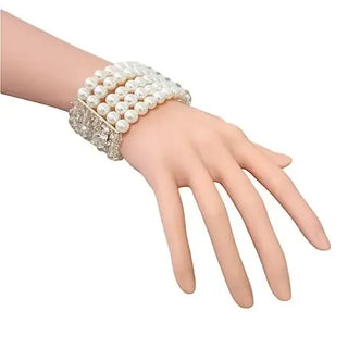 Chunky Coastal Crystal & Pearl Bracelet