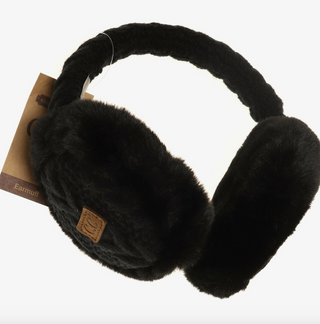 Cable-Knit Faux Fur Earmuff - dolly mama boutique